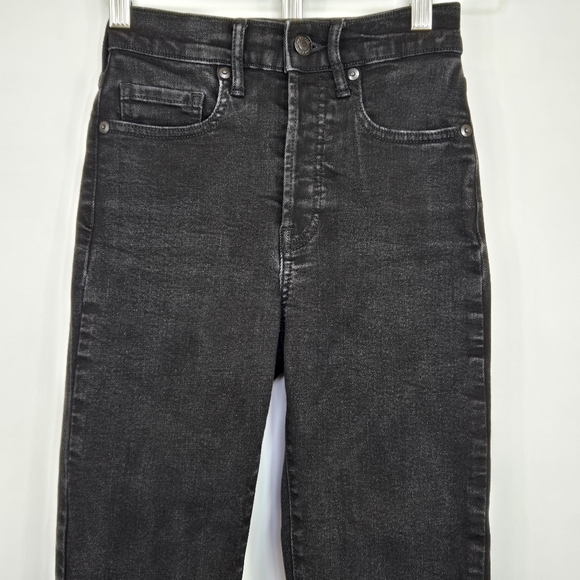 Everlane High Rise Slim Straight Cigarette Jeans 24 Ankle Length Stretch Black - Picture 3 of 13